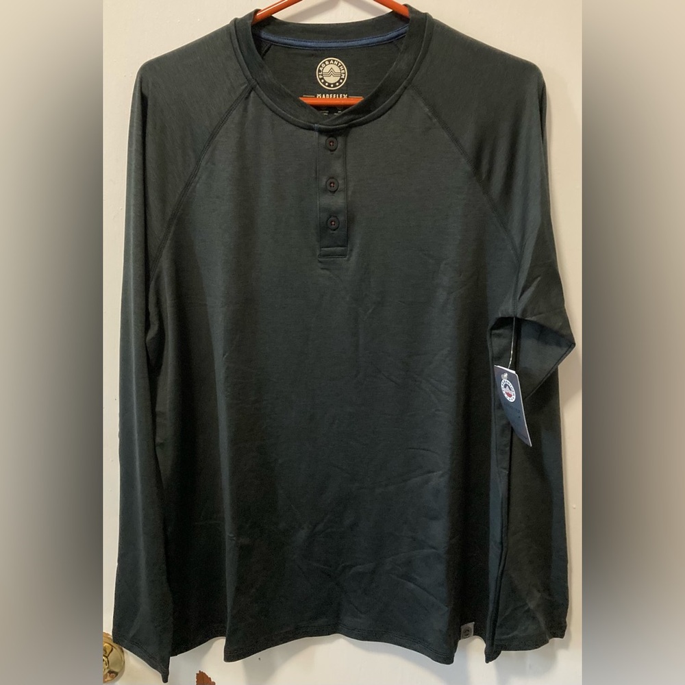 Flag & Anthem MadeFlex Men's Charcoal Heather Henley Shirt Size Medium